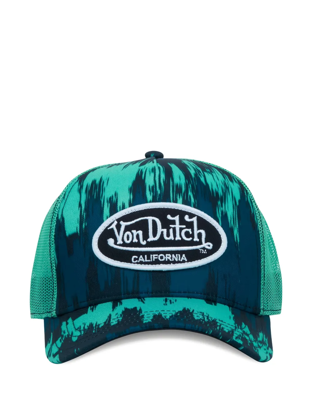 Von Dutch Abstract-print Mesh-panel Cap In Blue