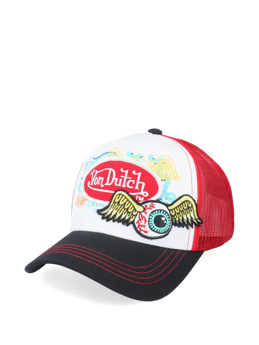 Von Dutch Embroidered Mesh-panel Cap In Red