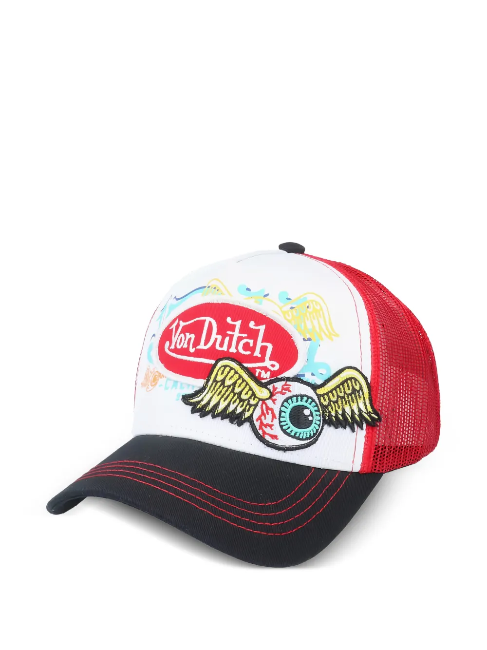 Von Dutch embroidered mesh-panel cap - Nero