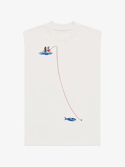 FARM Rio Fishing Dreams padded-shoulder graphic-print T-shirt