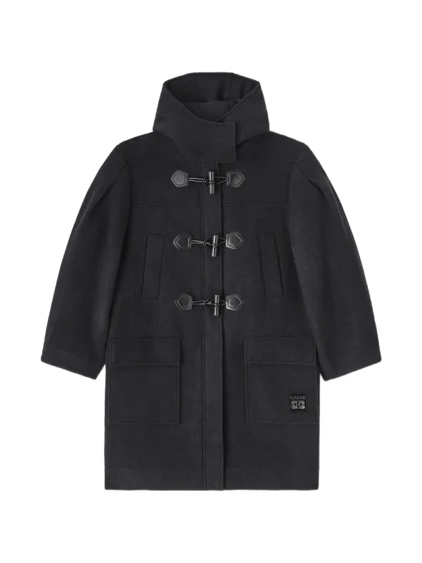 Ganni Toggle-fastening Hooded Parka Coat in Grey