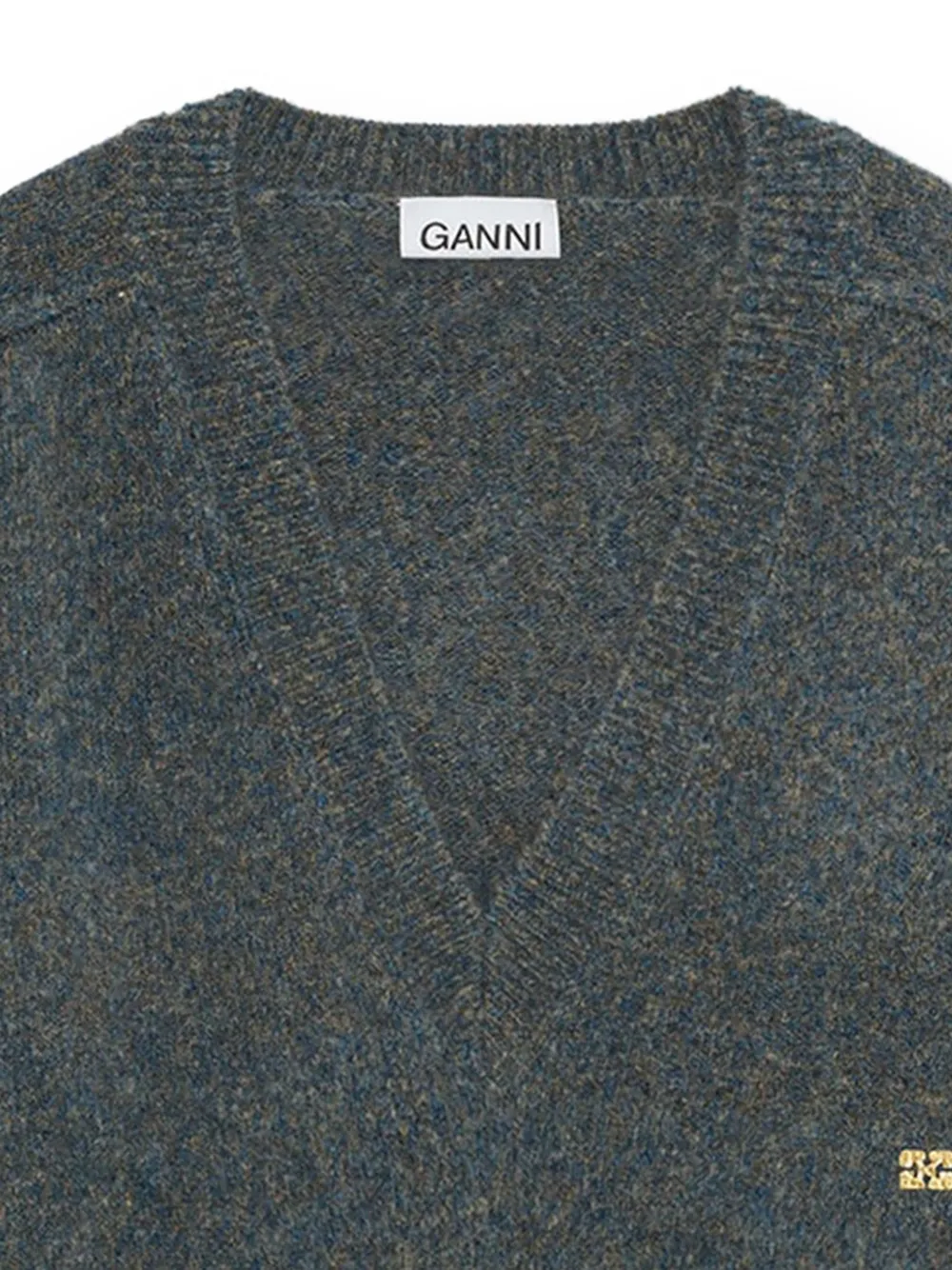  Ganni Jersey Con Cuello En V - Azul 