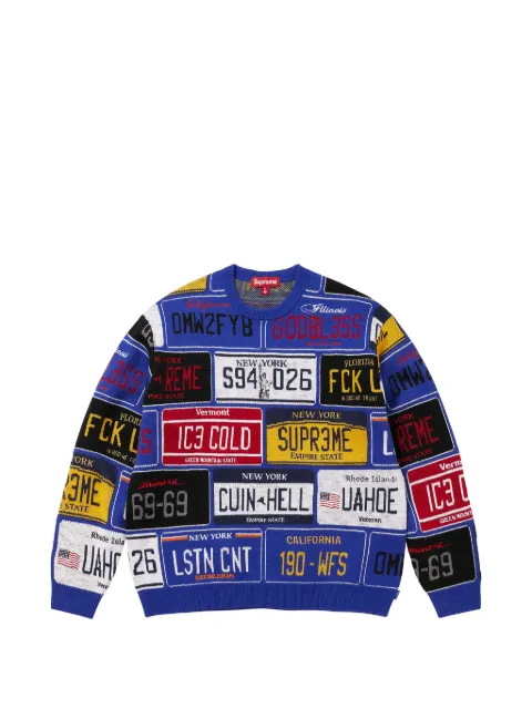 Supreme license-plate-print sweater