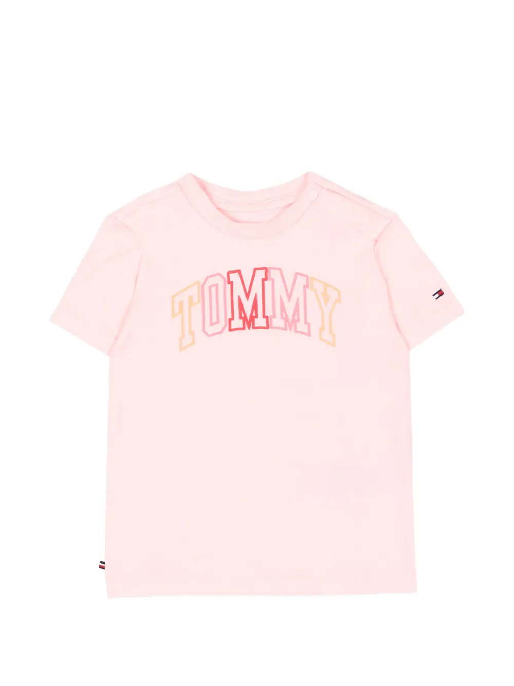 Tommy Hilfiger Junior logo-print shoulder-button T-shirt - Rosa