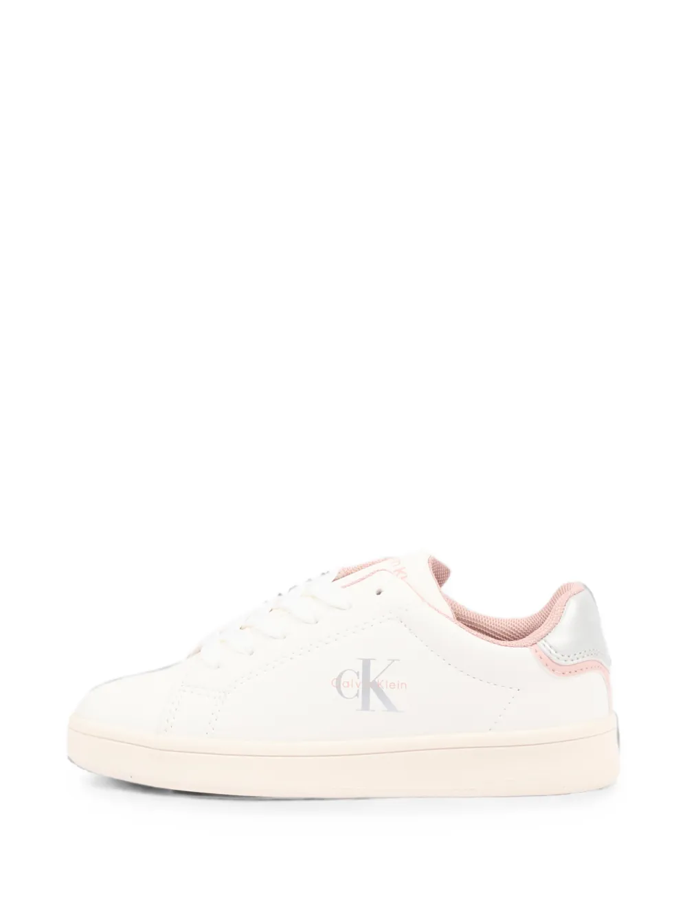 Calvin Klein Kids logo-print leather sneakers Wit