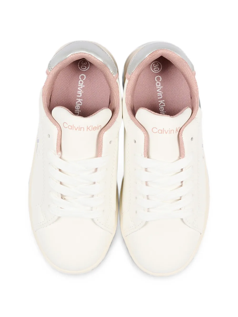 Calvin Klein Kids logo-print leather sneakers Wit
