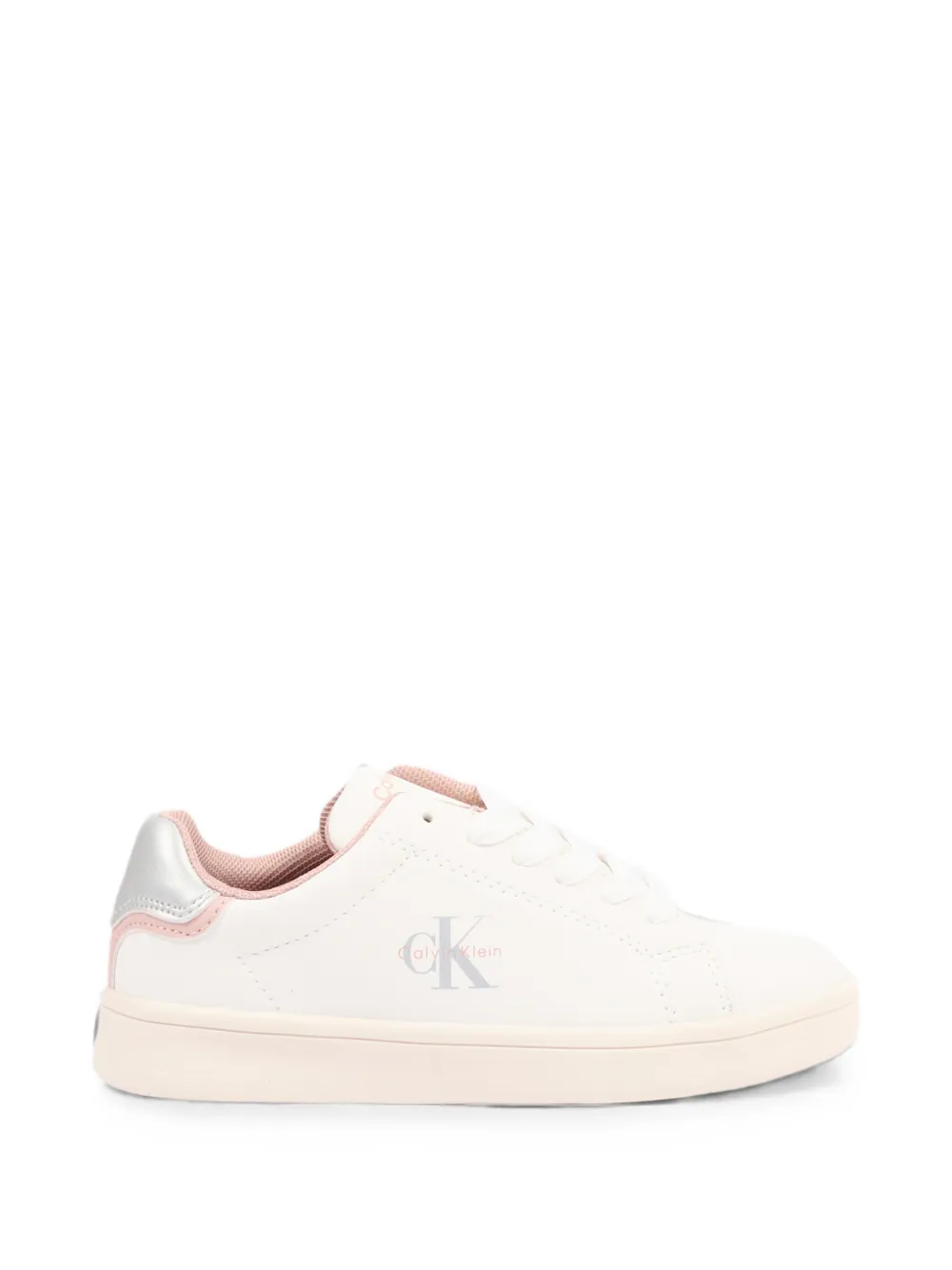 Calvin Klein Kids logo-print leather sneakers Wit