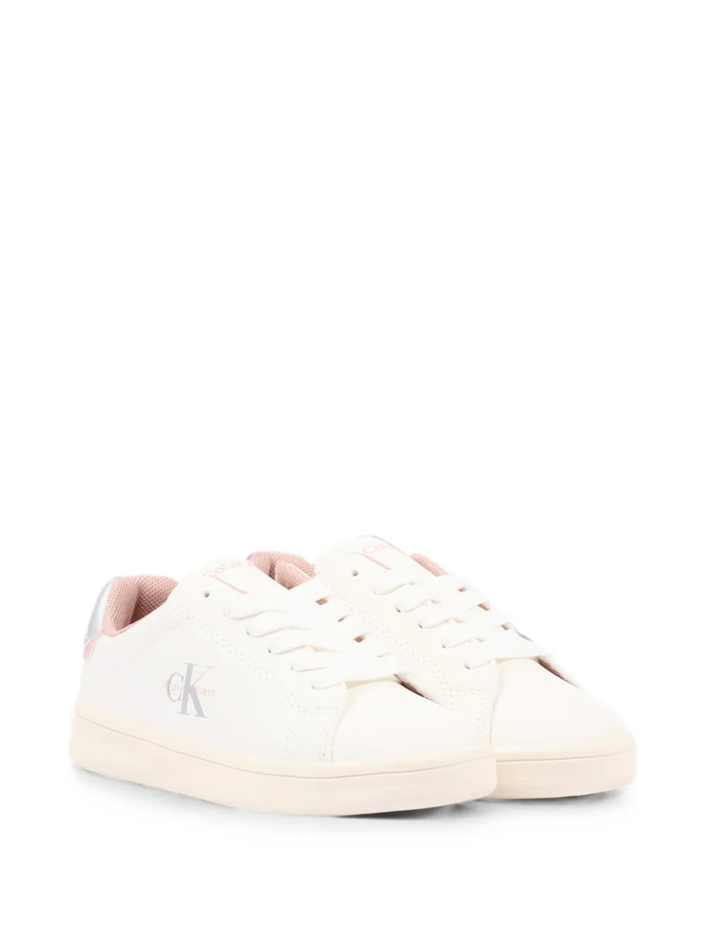 Calvin Klein Kids logo-print leather sneakers - Bianco