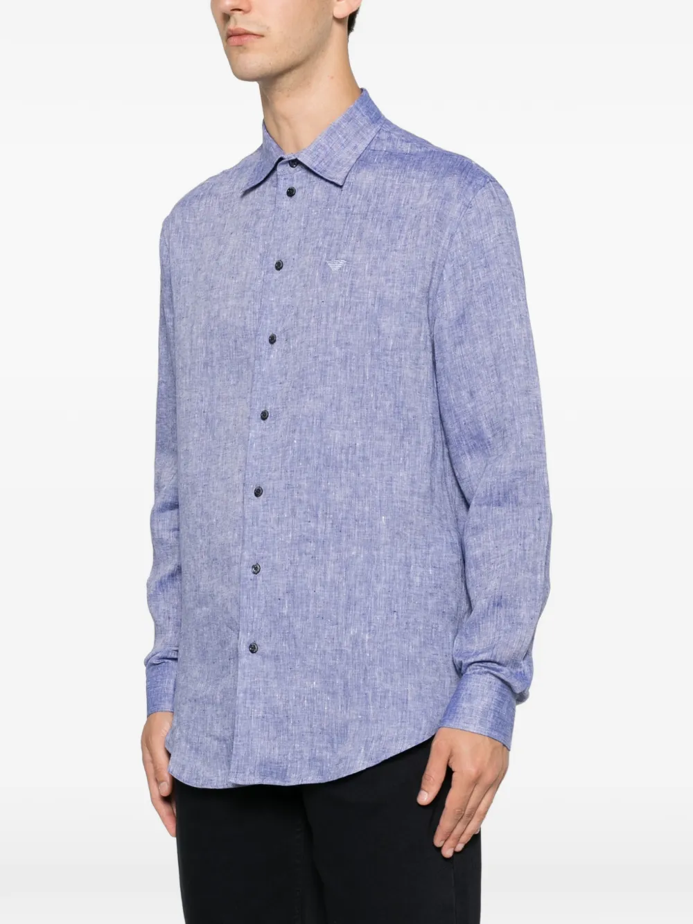 Emporio Armani Poloshirt met geborduurd logo en knopen Blauw