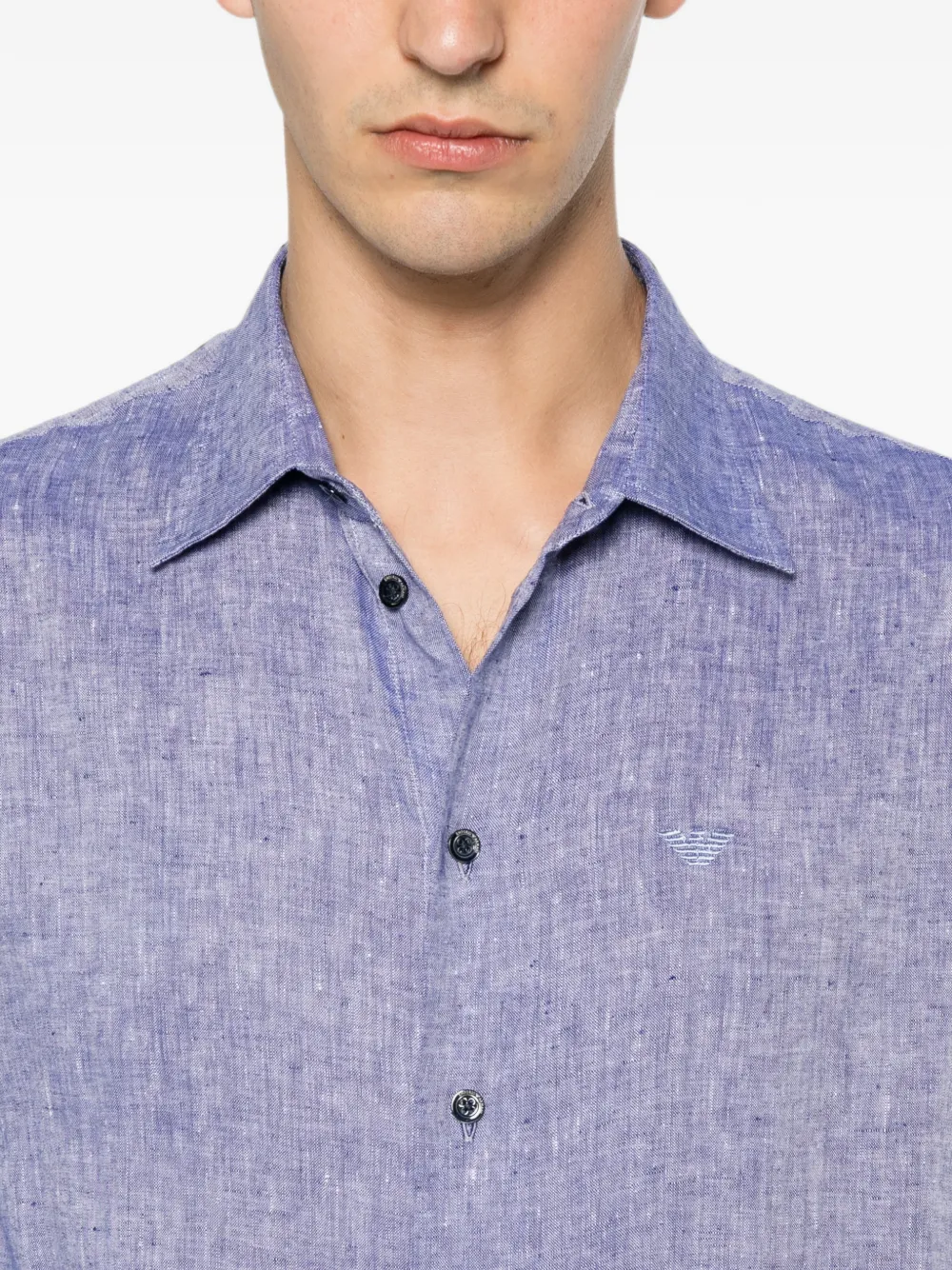Emporio Armani Poloshirt met geborduurd logo en knopen Blauw