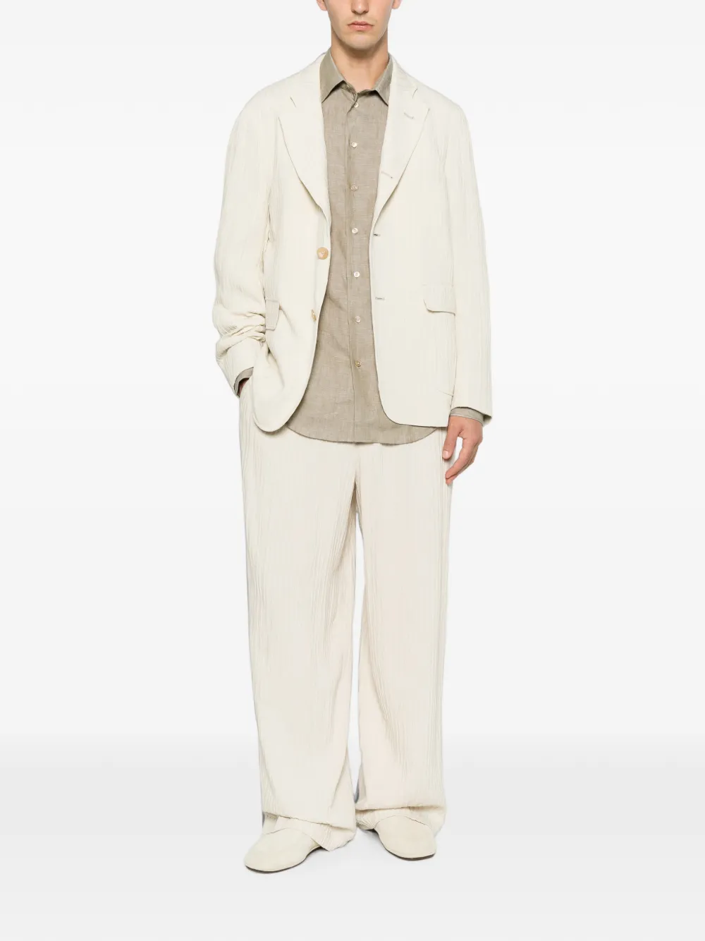 Emporio Armani Overhemd met knoopsluiting Beige