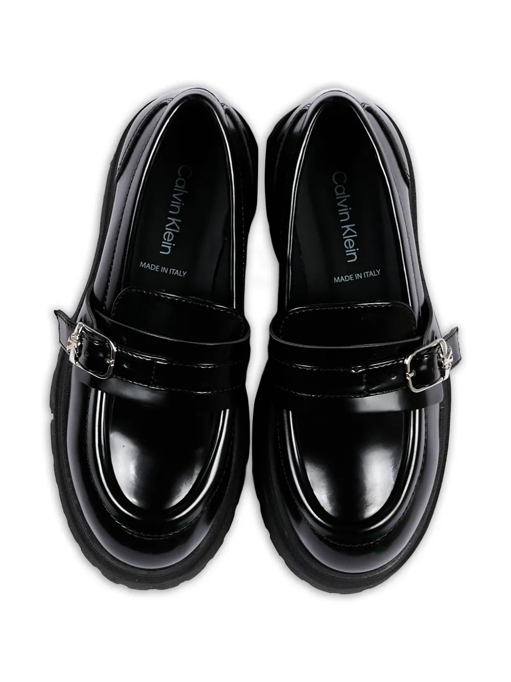 Calvin Klein Kids buckle-fastening chunky-sole loafers Zwart