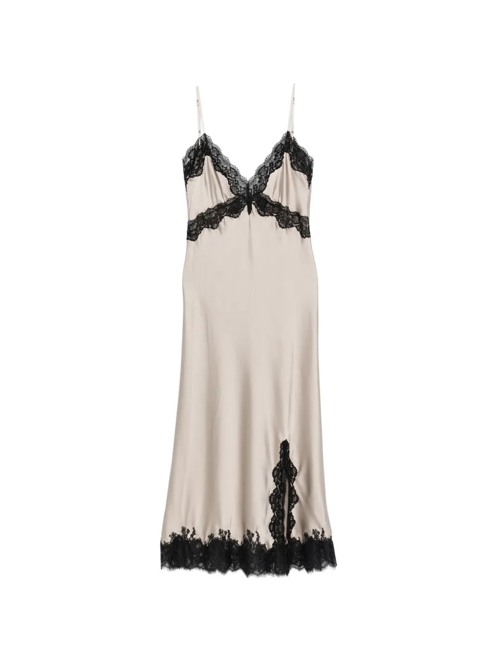 MANSPHIL lace-trim spaghetti-strap midi dress - Toni neutri