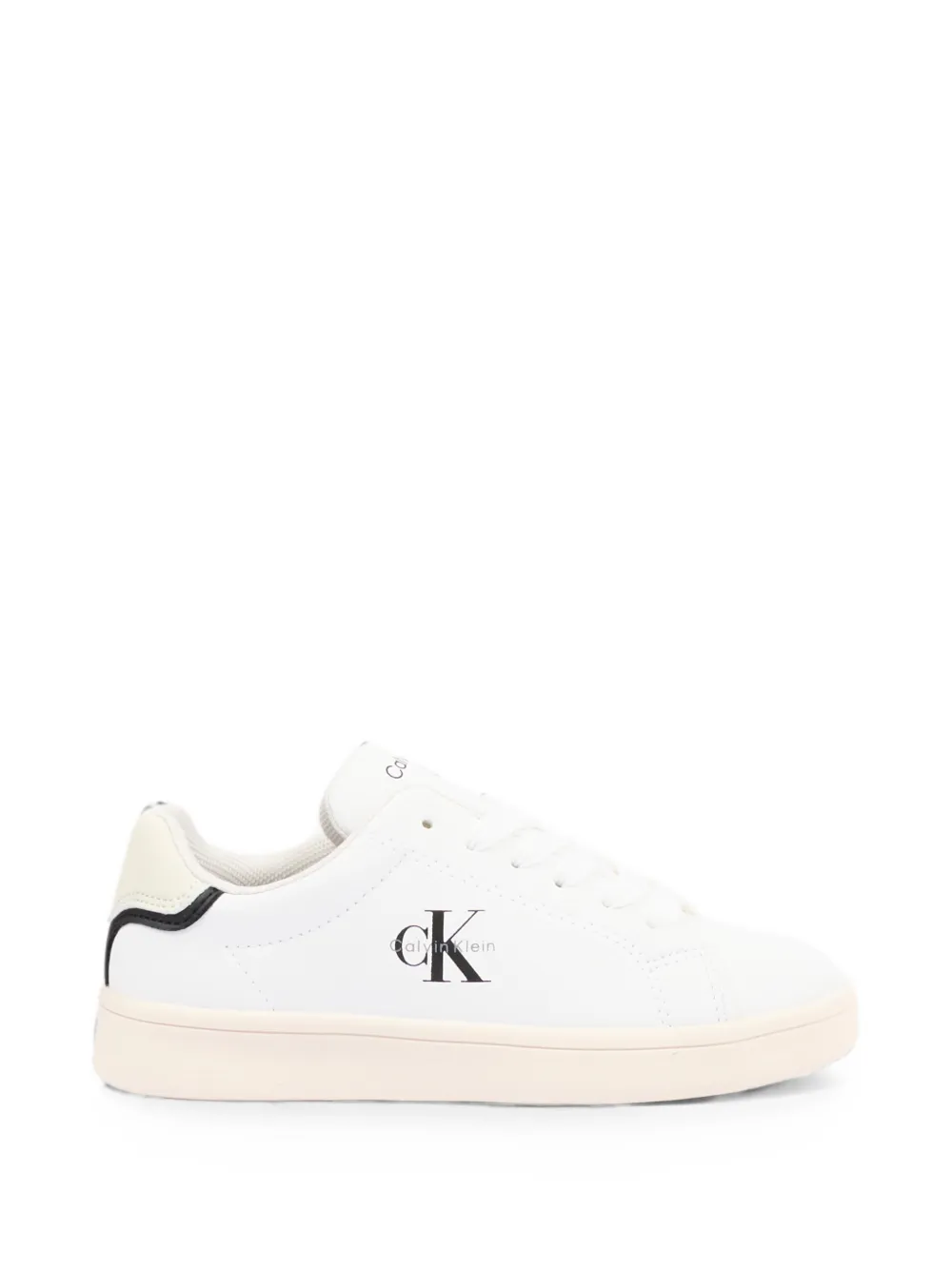 Calvin Klein Kids logo-print leather sneakers Wit