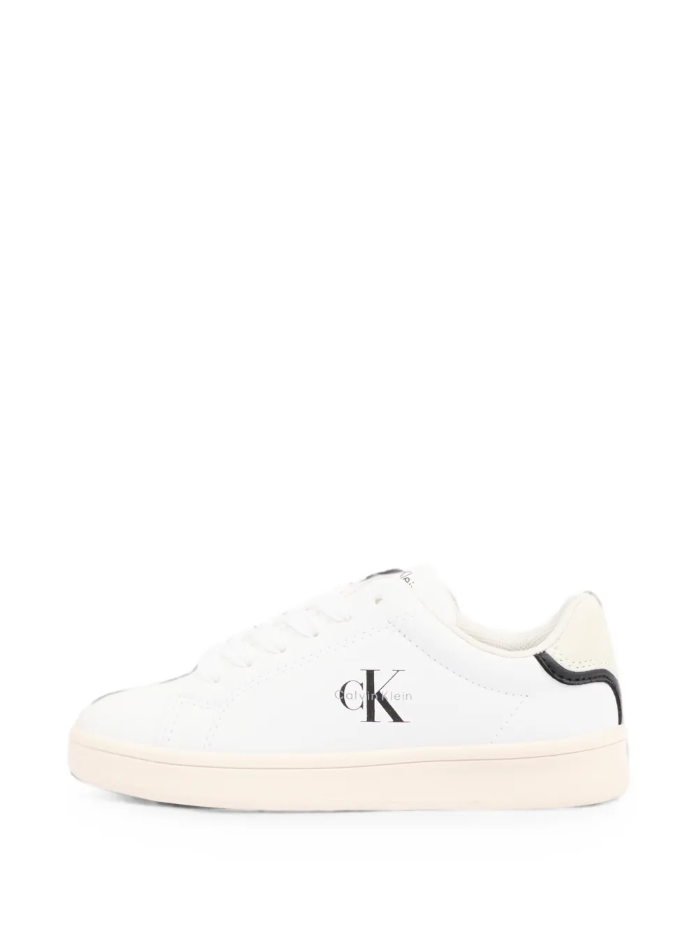Calvin Klein Kids logo-print leather sneakers Wit
