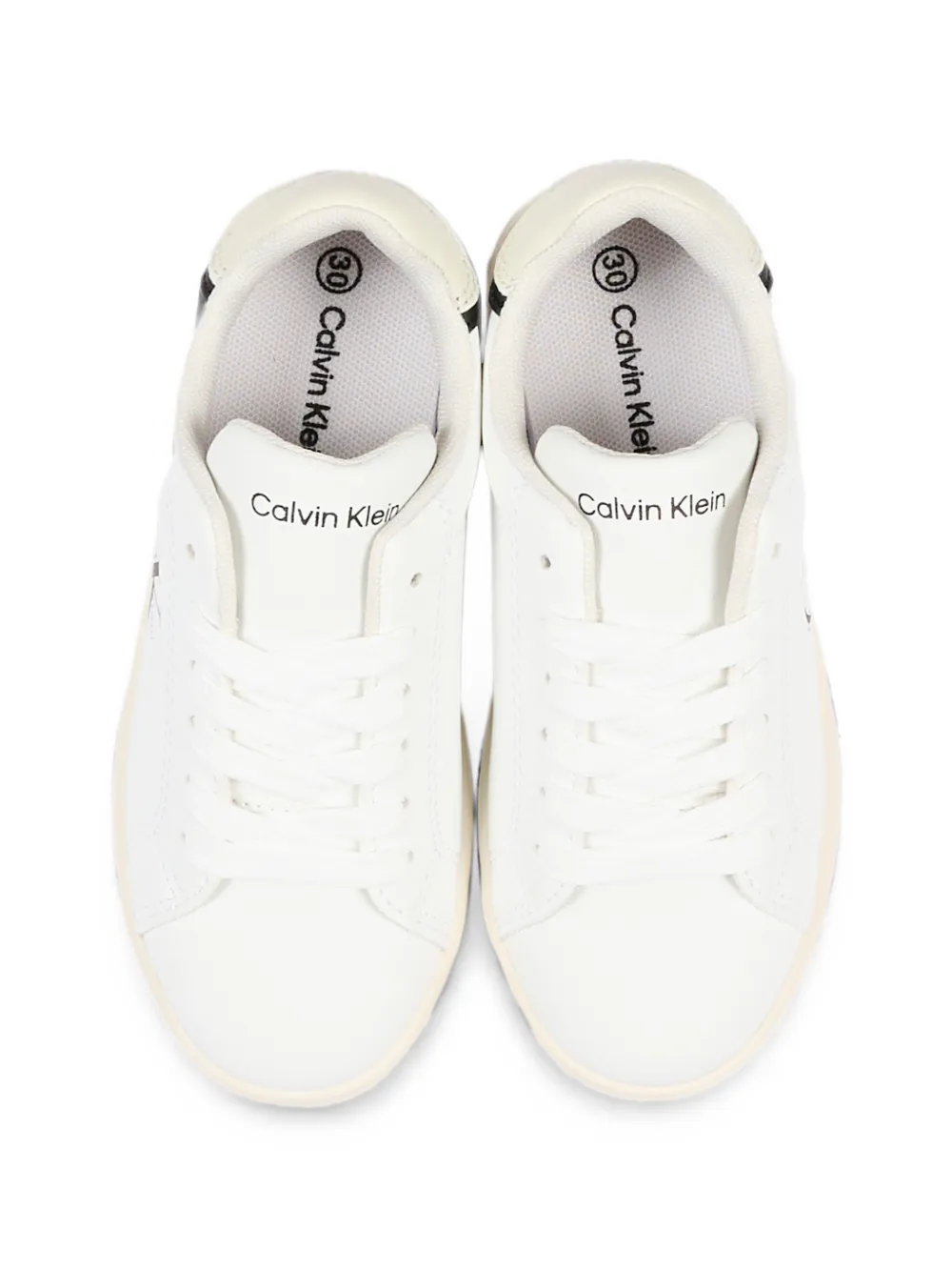 Calvin Klein Kids logo-print leather sneakers Wit