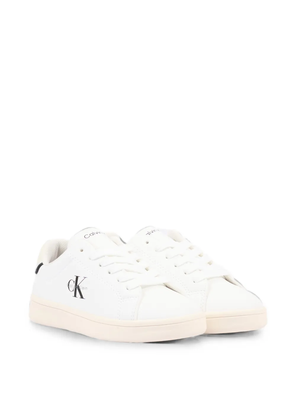 Calvin Klein Kids logo-print leather sneakers - Bianco