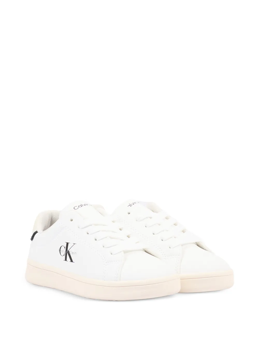 Calvin Klein Kids logo-print leather sneakers - Bianco