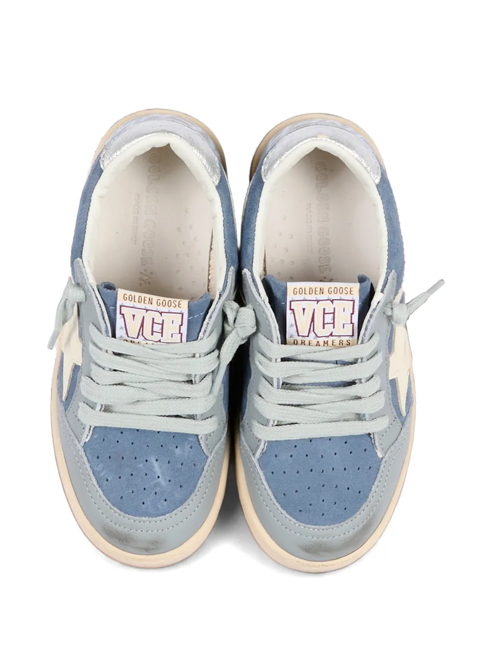 Golden Goose Kids Ball Star-patch distressed sneakers Blauw