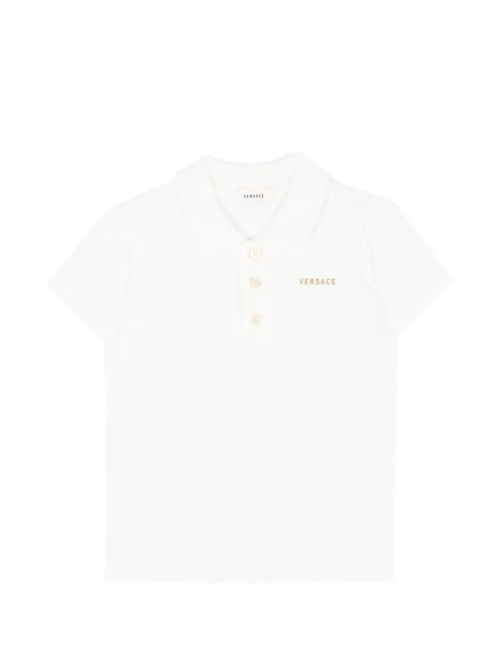 Versace Kids logo-embroidered short-sleeve polo shirt - Bianco