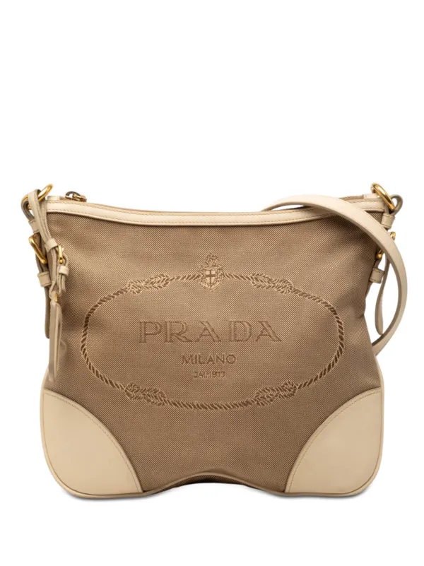 Prada Pre-owned 2000-2020 Canvas Canapa Logo Crossbody Bag in Brown
