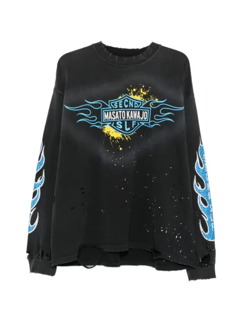 SECND SLF camiseta Firestorm con efecto envejecido de SECND SLF x Masato Kawaj