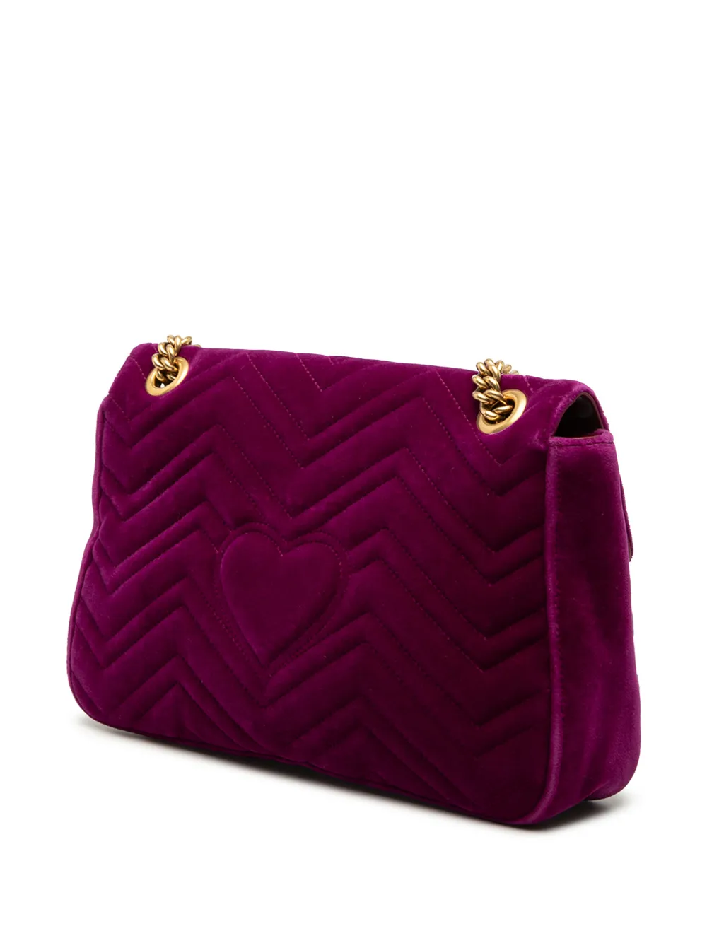  Gucci Pre-owned Grand Sac à Bandoulière Gg Marmont En Velours Matelasse à Broderies (2016-2026) - Violet 