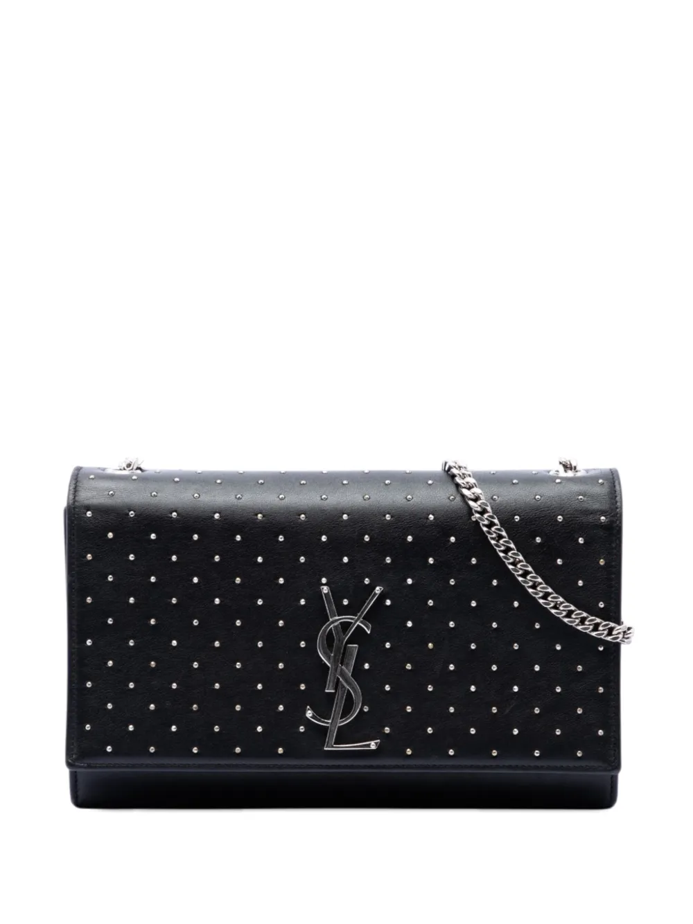 Saint Laurent Pre-Owned 2014 Medium Studded Calfskin Monogram Kate crossbody bag - Black
