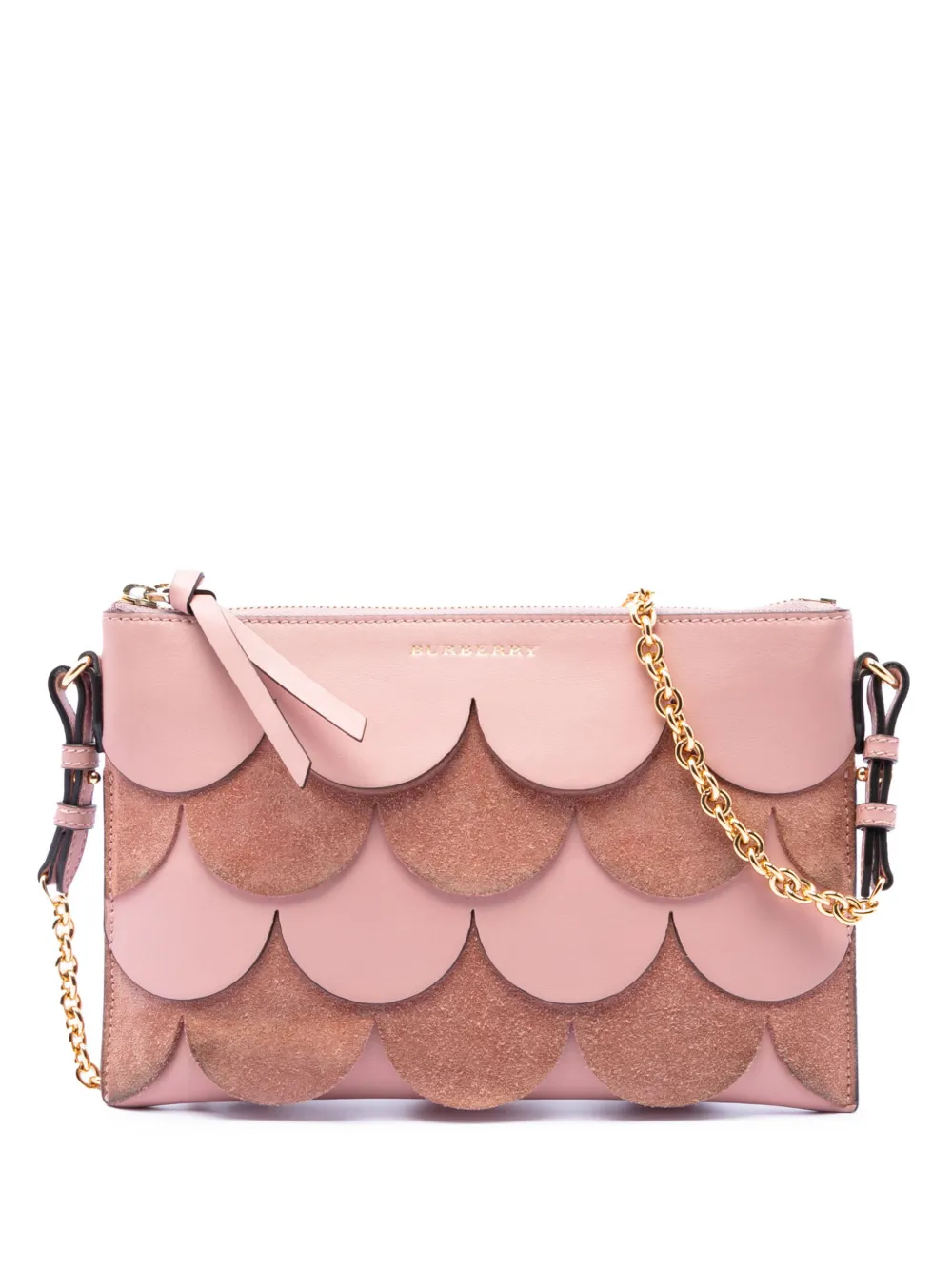 Burberry Pre-Owned 2000-2017 Scalloped Leather and Suede Peyton crossbody bag - Marrone