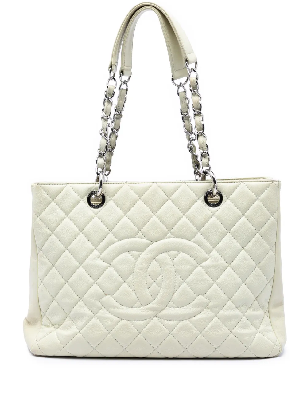 CHANEL Pre-Owned 2010-2011 Caviar Grand Shopping tote bag - White