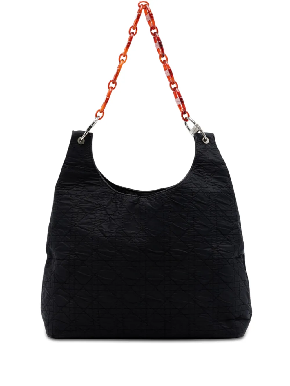 Christian Dior Pre-Owned 1997 Nylon Cannage Tortoise Shell Chain tote bag - Nero