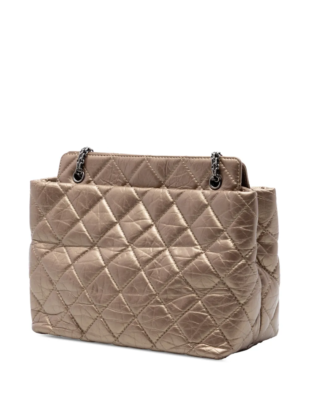 Chanel Pre-owned 2012-2013 Quilted Aged Calfskin Reissue 2.55 Tote Bag in Brown, view 3