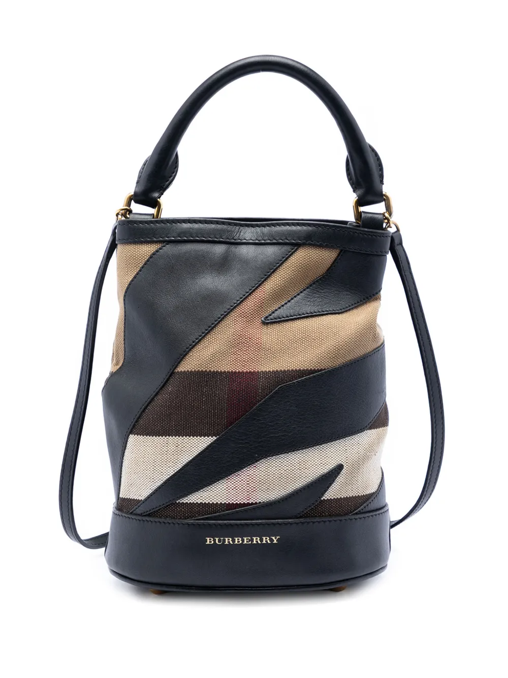 Burberry Pre-Owned 2010-2026 Mega Check Canvas and Leather Bucket Bag backpack - Marrone