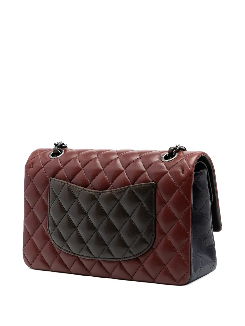  Chanel Pre-owned Borsa A Spalla Classic Double Flap Media In Pelle Di Agnello Tricolore 2013-2014 - Rosso 