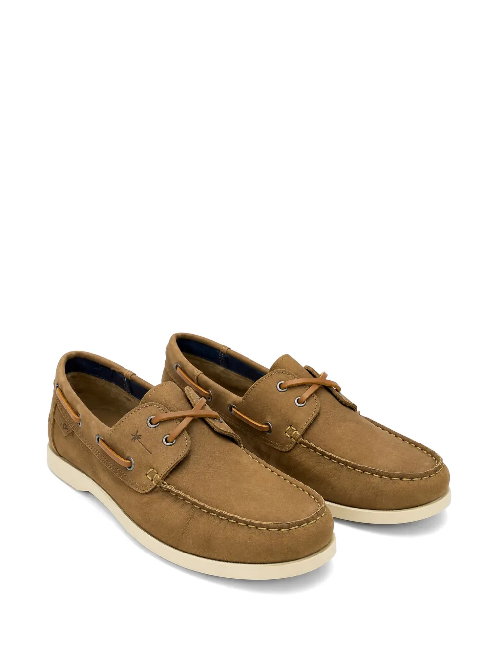 Manebi lace-up suede boat shoes Beige