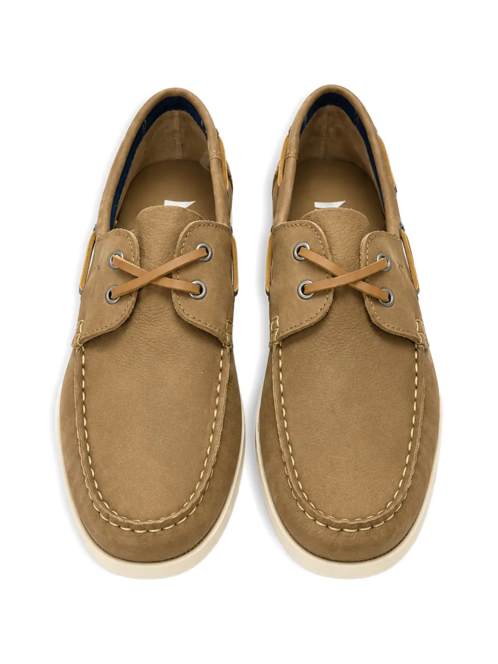 Manebi lace-up suede boat shoes Beige