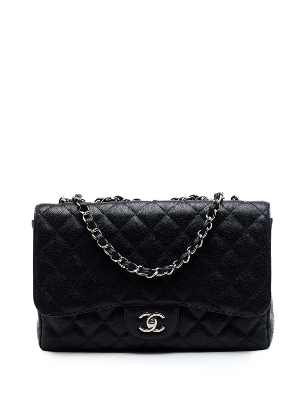 CHANEL Pre-Owned 2009-2010 Jumbo Classic Caviar Single Flap shoulder bag - Black