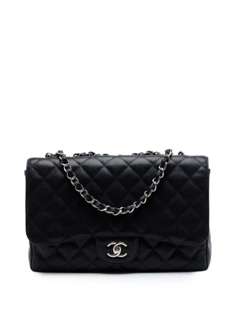 CHANEL Pre-Owned شنطة كتف كبيرة كلاسيكية كافيار 'سينغل فلاب' 2009-2010