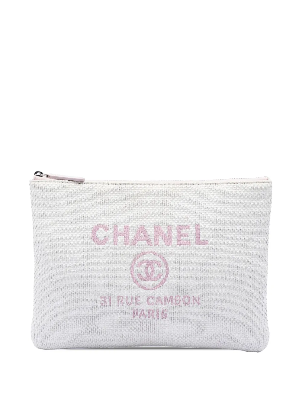 CHANEL Pre-Owned 2017-2018 Medium Raffia Deauville O Case clutch bag - Bianco