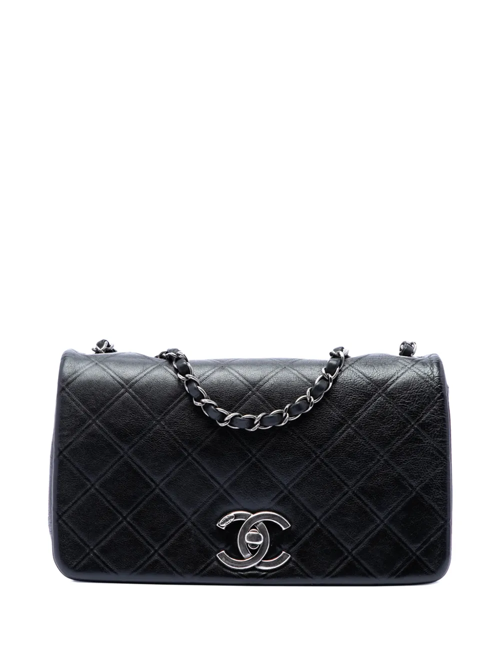 CHANEL Pre-Owned 2013-2014 Medium Diamond Embossed Calfskin New Chic Flap shoulder bag - Black