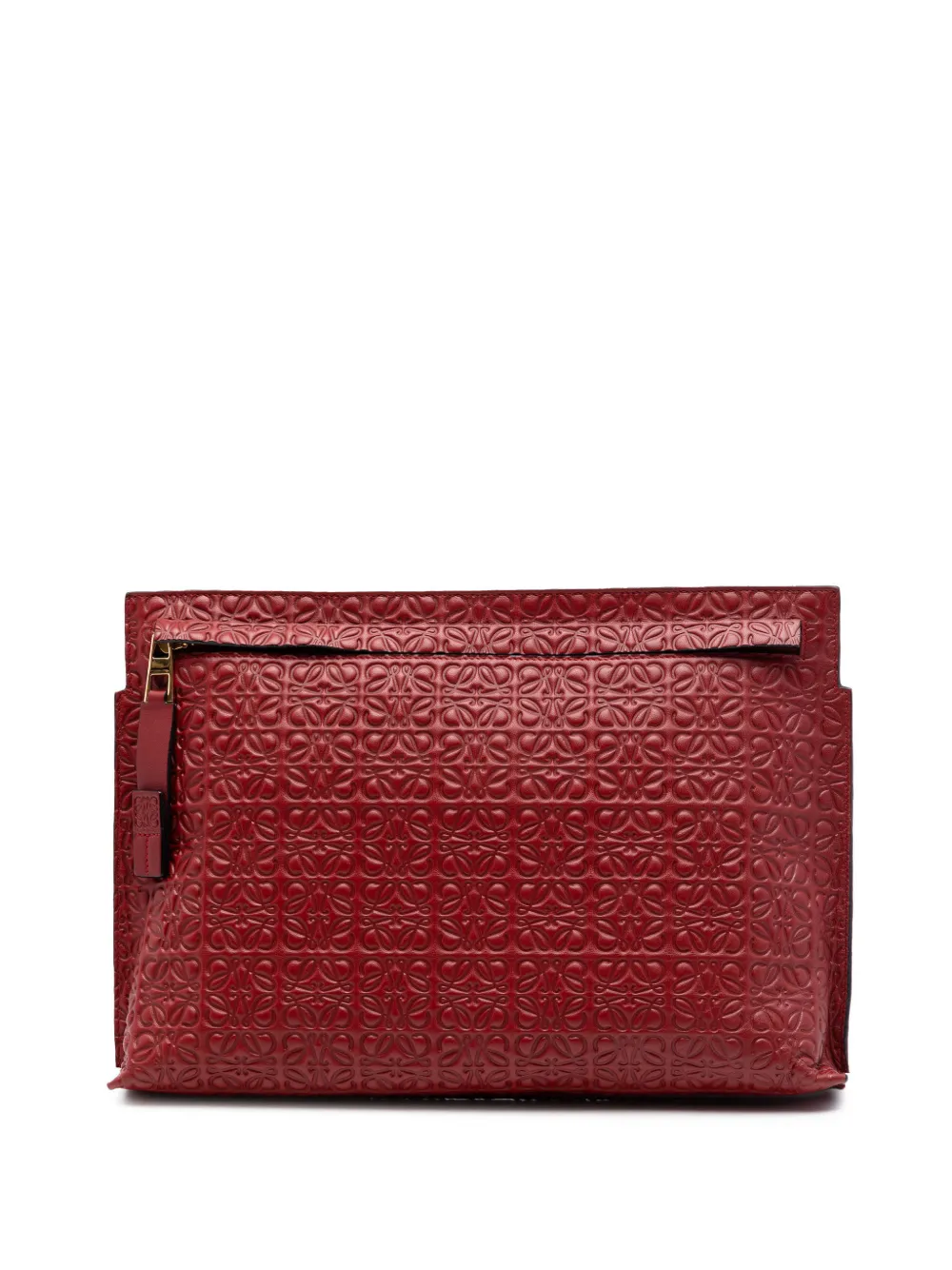 Loewe Pre-Owned 2015 Embossed Anagram Leather Repeat T clutch bag - Rosso