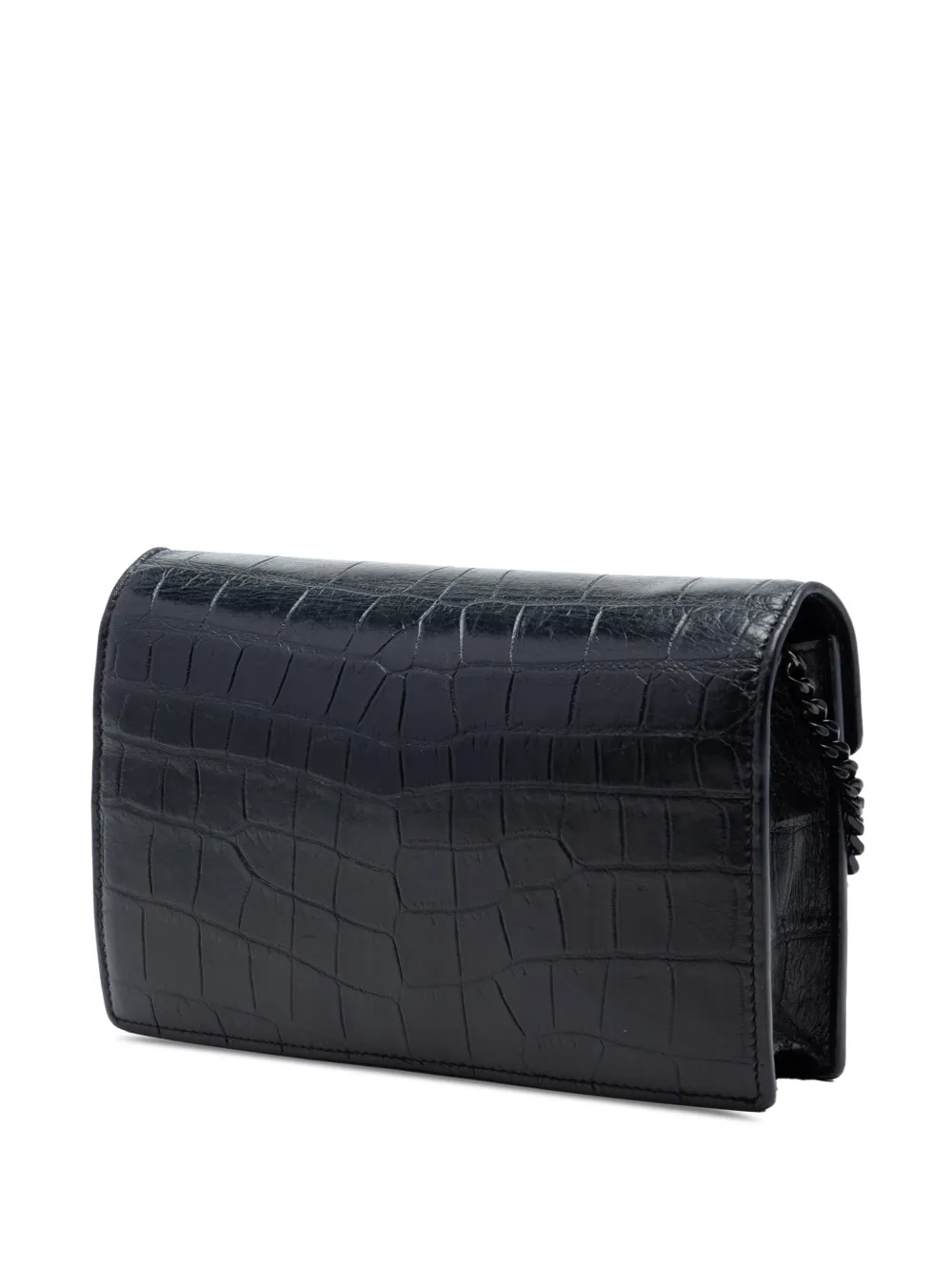  Saint Laurent Pre-owned Sac à Bandoulière Monogrammé à Effet Peau De Crocodile Monochrome (2017) - Noir 