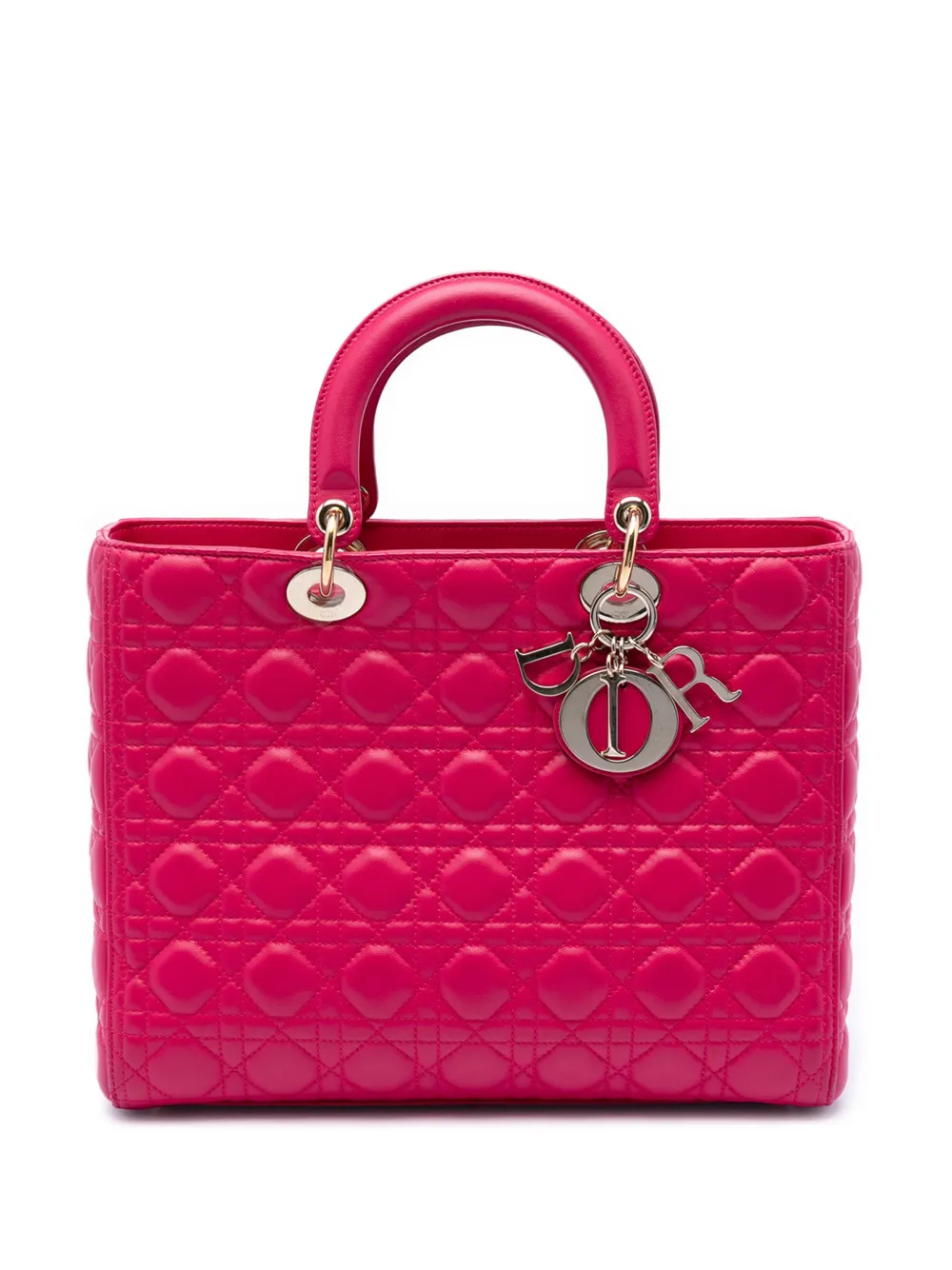 Christian Dior Pre-Owned 2013 Large Lambskin Cannage Lady Dior satchel - Rosa