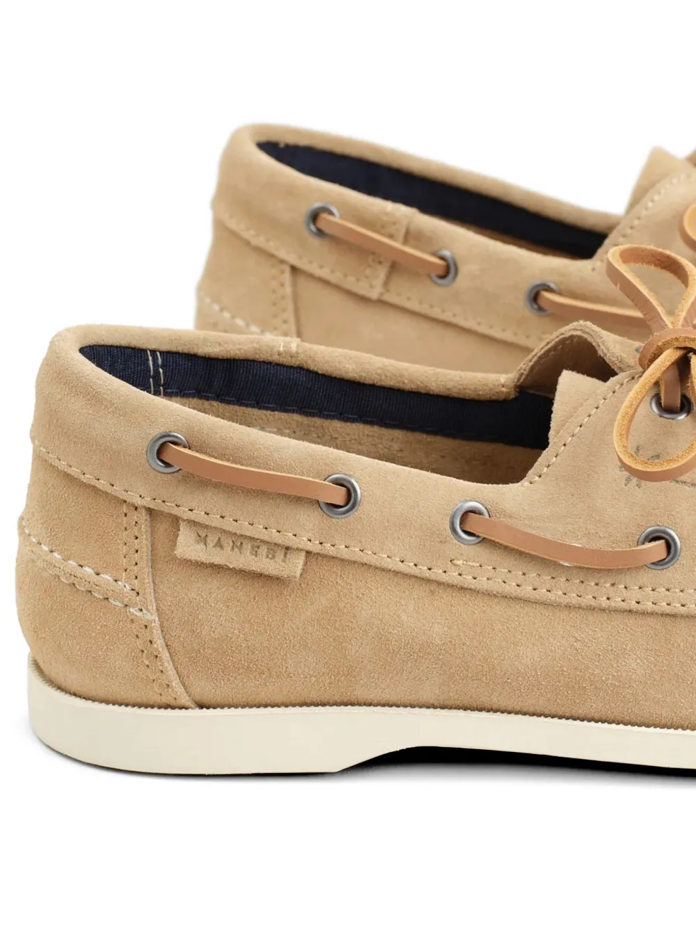 Manebi lace-up suede boat shoes Beige