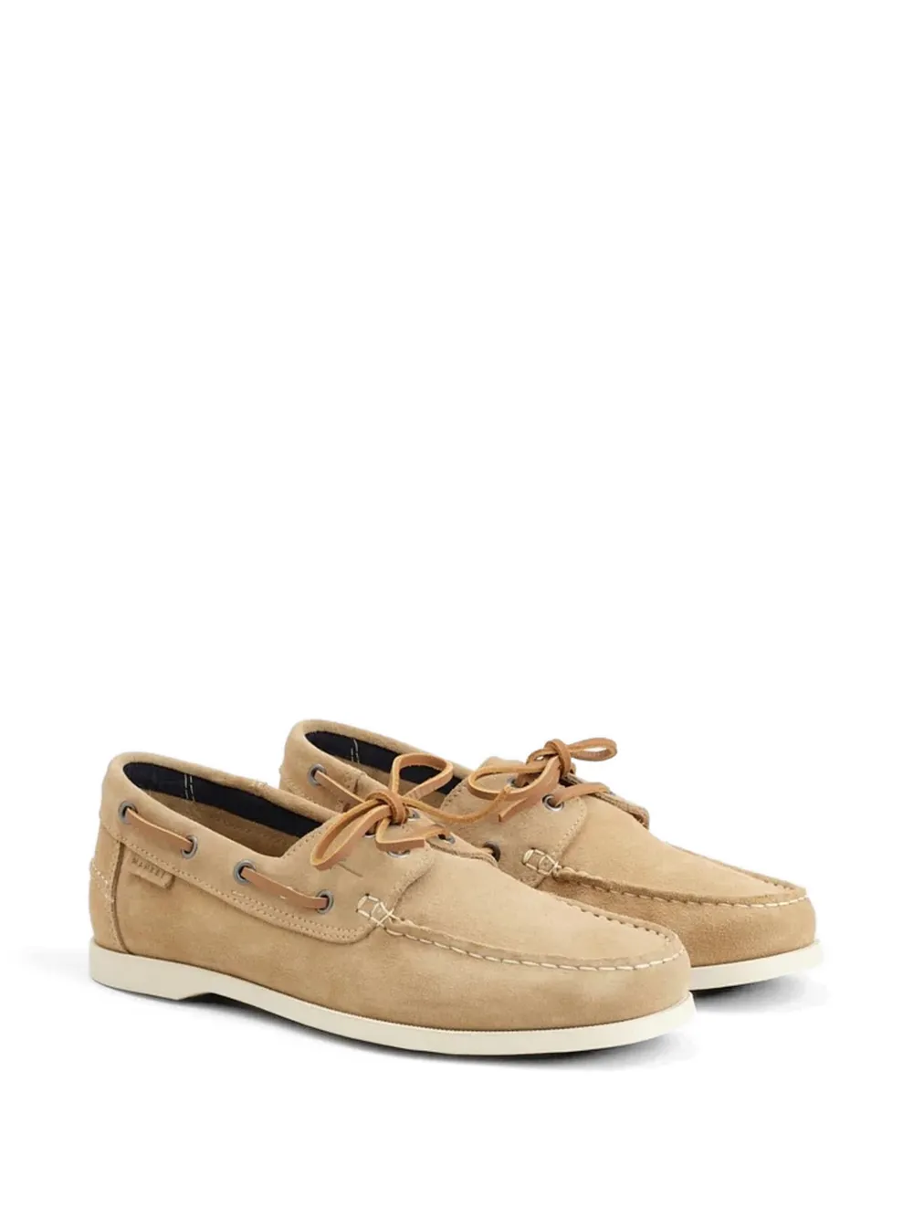 Manebi lace-up suede boat shoes Beige