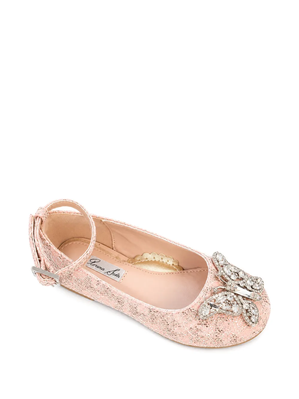 Aruna Seth Angelina crystal-embellished lace ballet flats Roze