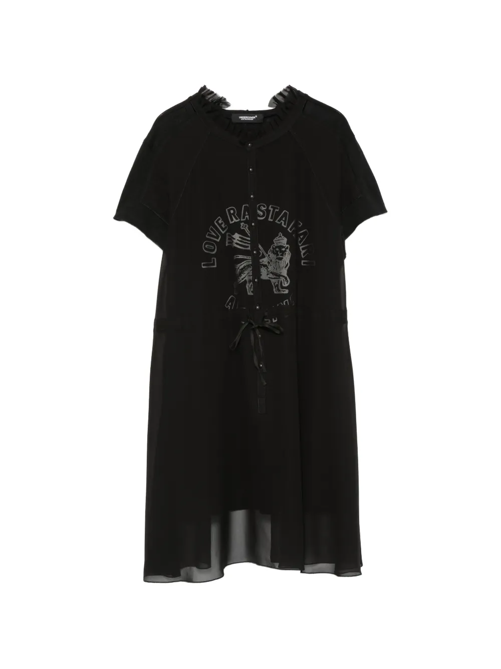 Undercover graphic-print ruffled mini dress - Nero
