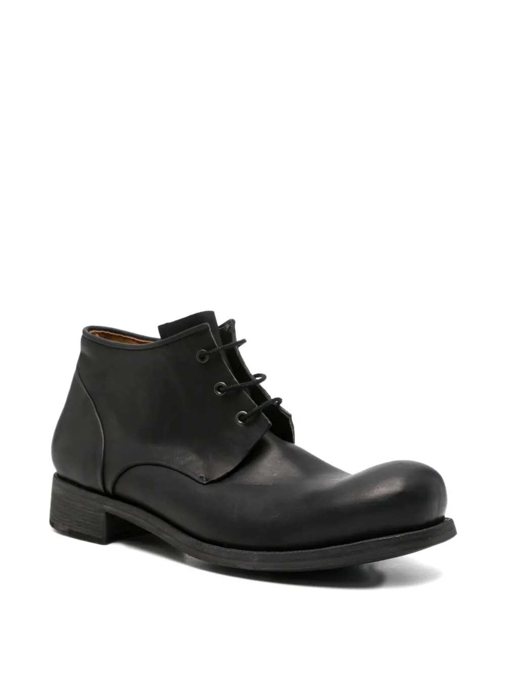 Ma+ upturned-toe leather biker boots Zwart