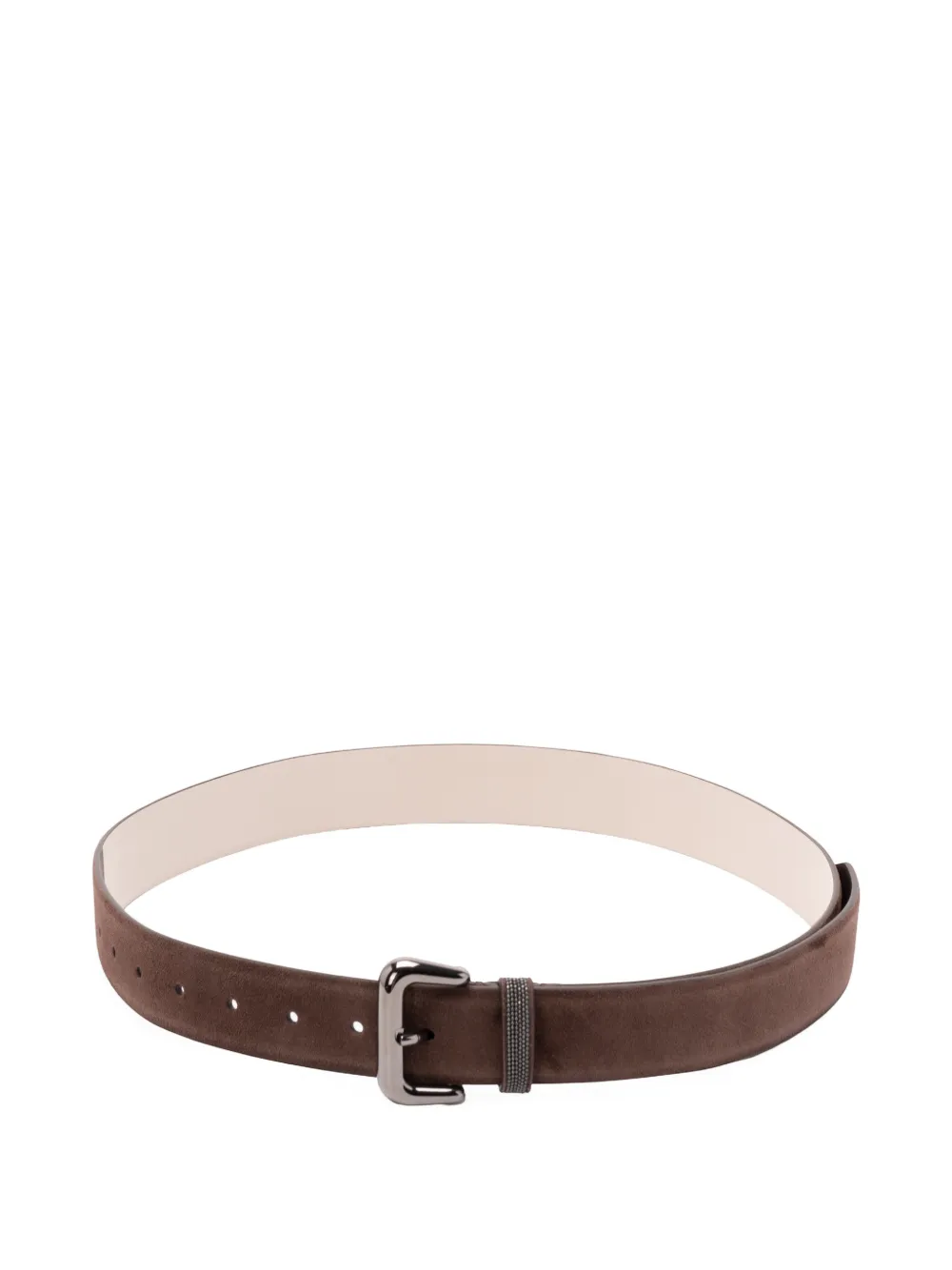 Brunello Cucinelli monili-embellished suede belt - Marrone