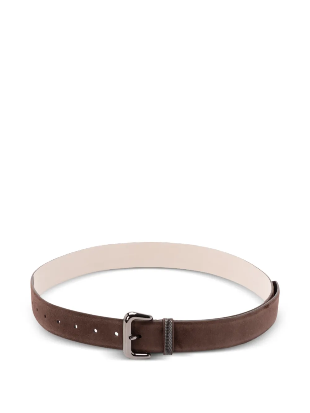 Brunello Cucinelli monili-embellished suede belt - Marrone